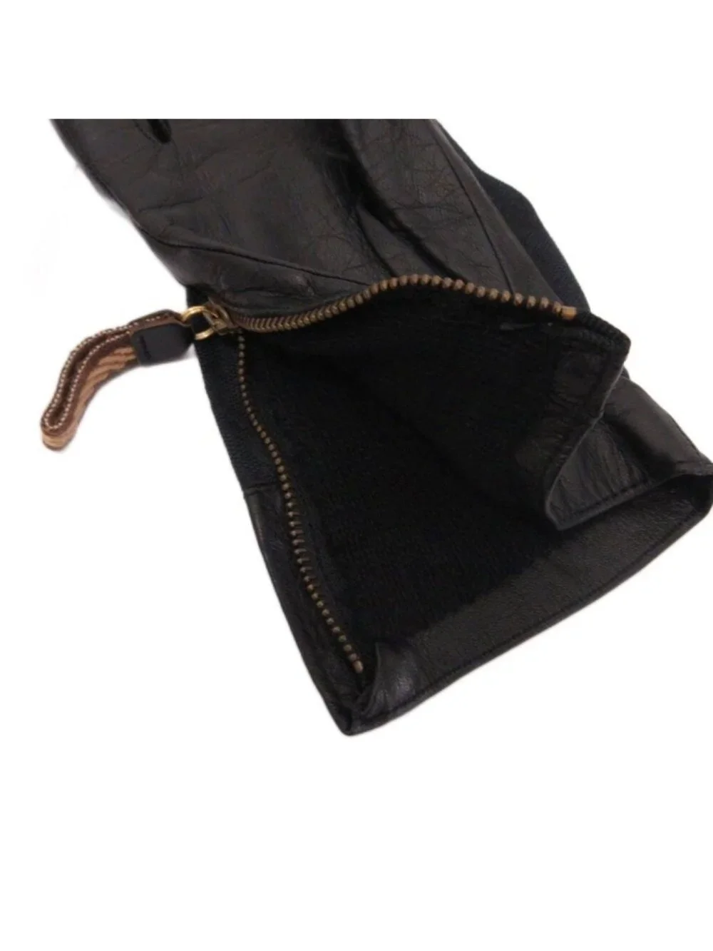 Gucci Leather Gloves GG Pattern Canvas Lining 7.5 Black